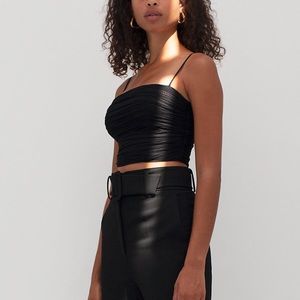 Aritzia black ruched crop top